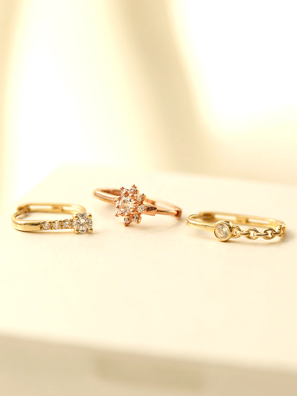 14K Gold Point Cubic Cartilage Hoop Earring - Image 3
