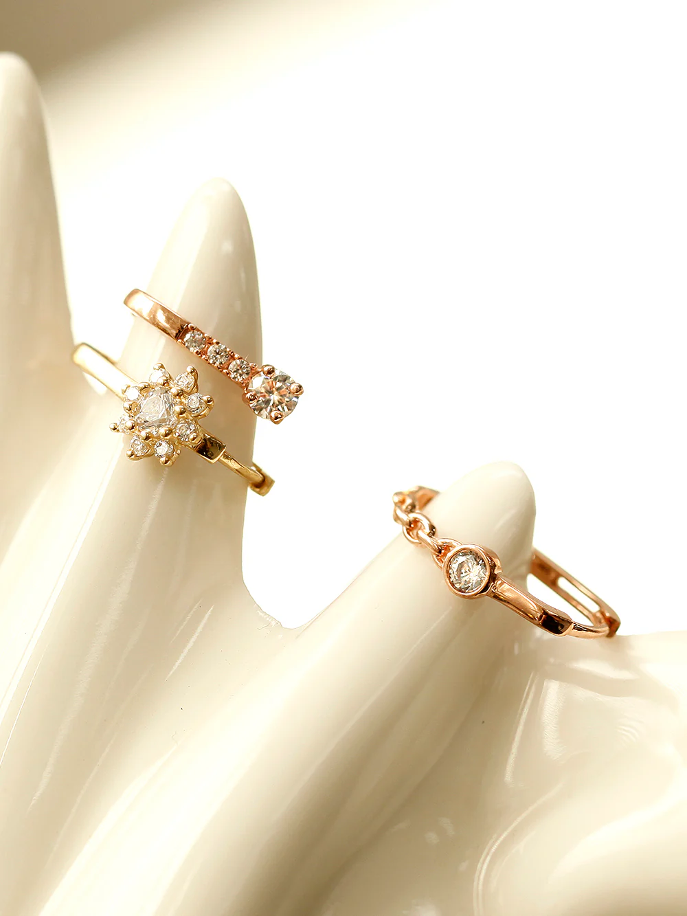 14K Gold Point Cubic Cartilage Hoop Earring - Image 7