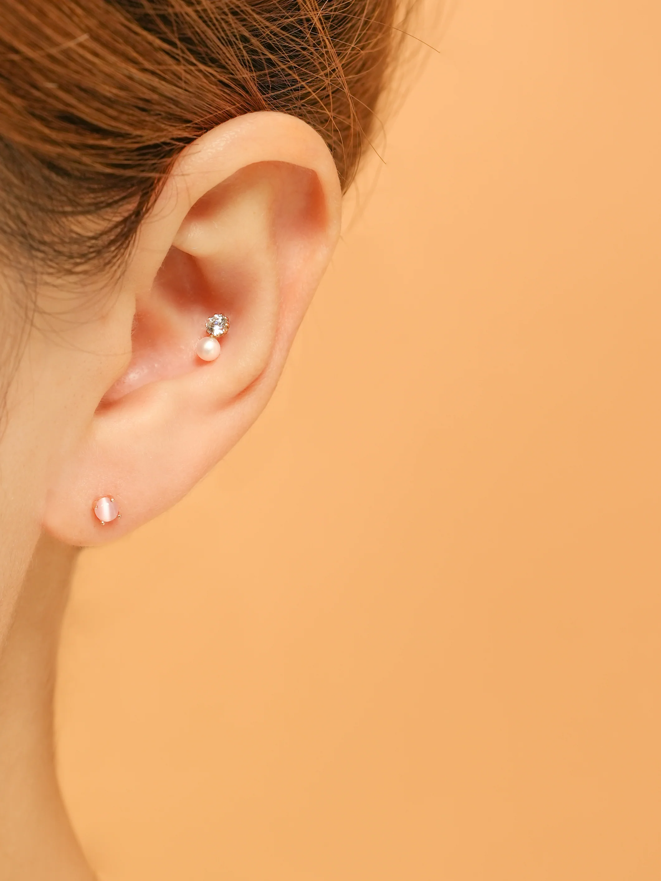 14K Gold Point Cubic Fresh Water Pearl Cartilage Earring 20G18G16G - Image 8