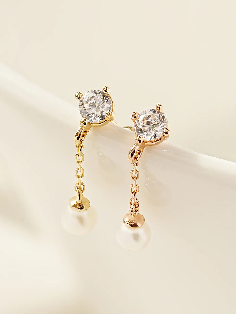 14K Gold Point Cubic Fresh Water Pearl Drop Cartilage Earring 20G18G16G - Image 7