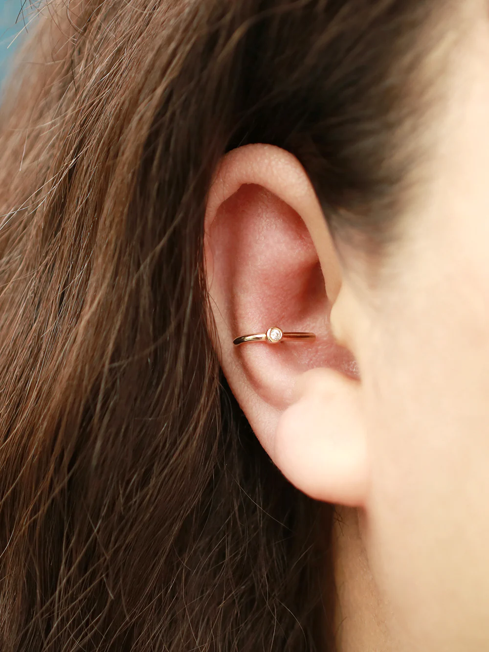 14K Gold Point Cubic Half Ring Earring 20G18G16G - Image 4