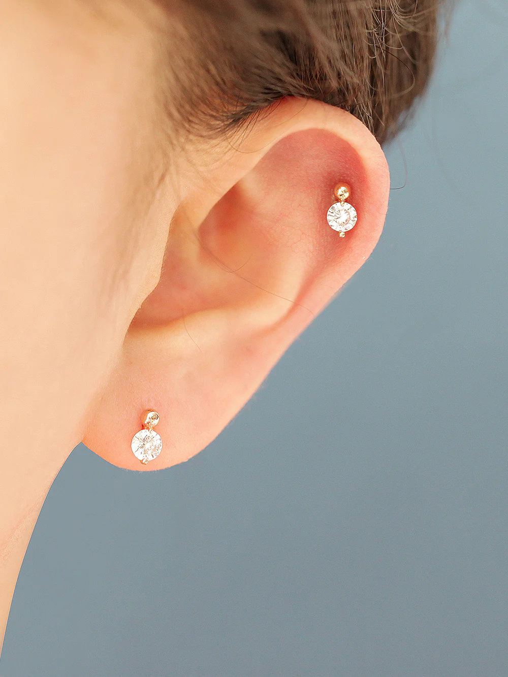 14K Gold Point Cubic Mini Ball Cartilage Earring 20G18G16G