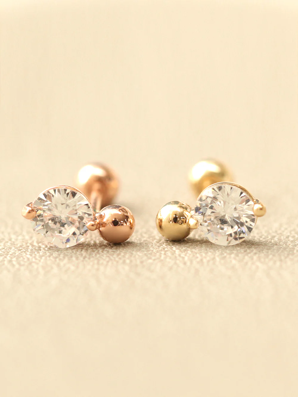 14K Gold Point Cubic Mini Ball Cartilage Earring 20G18G16G - Image 8