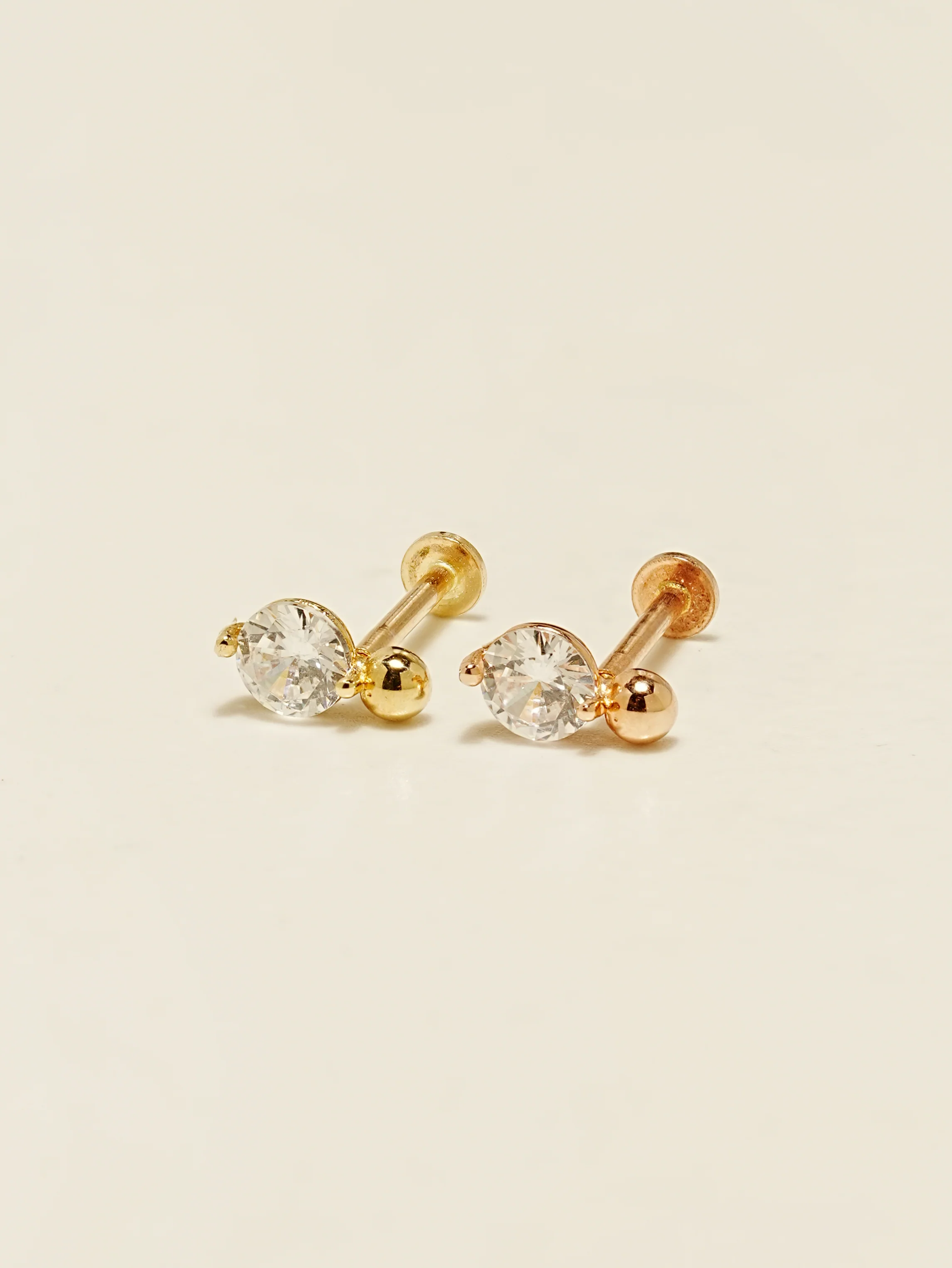 14K Gold Point Cubic Mini Ball Internally Threaded Labret Piercing 18G16G - Image 8