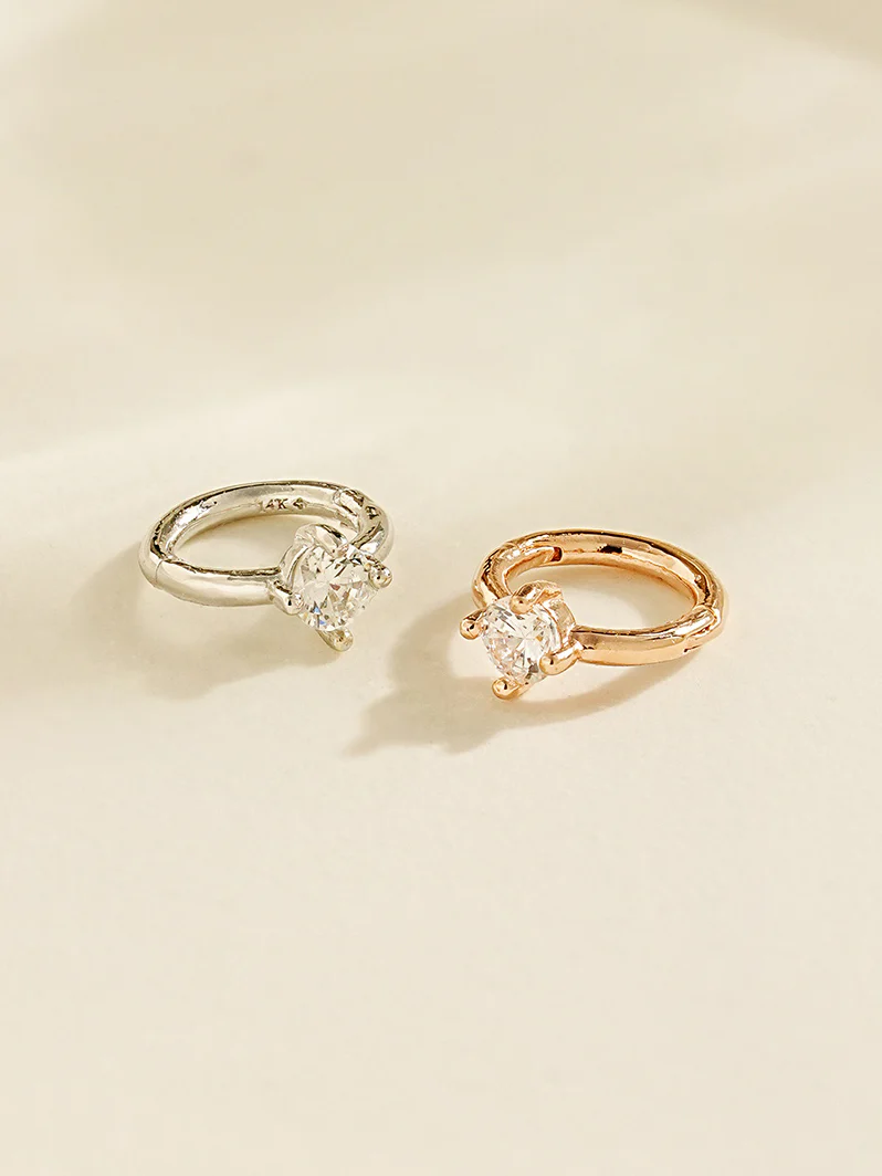 14K Gold Point Cubic Segment Clicker Cartilage Helix Hoop Earring 18G - Image 13