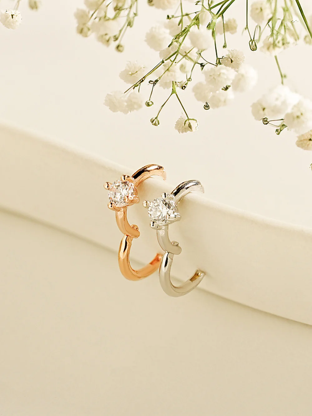 14K Gold Point Cubic Segment Clicker Cartilage Helix Hoop Earring 18G - Image 4