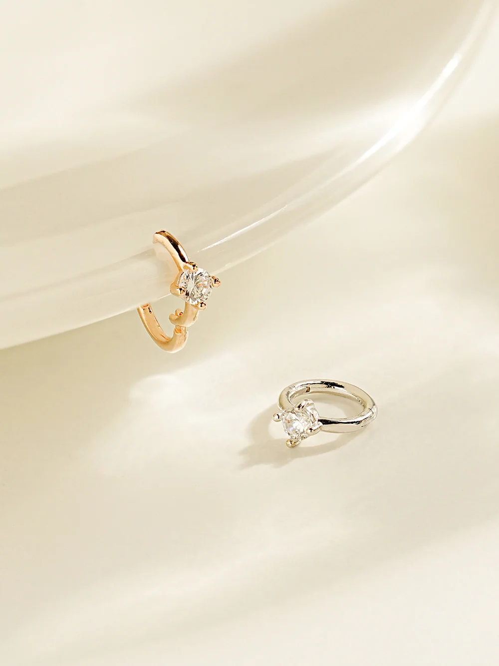 14K Gold Point Cubic Segment Clicker Cartilage Helix Hoop Earring 18G - Image 5