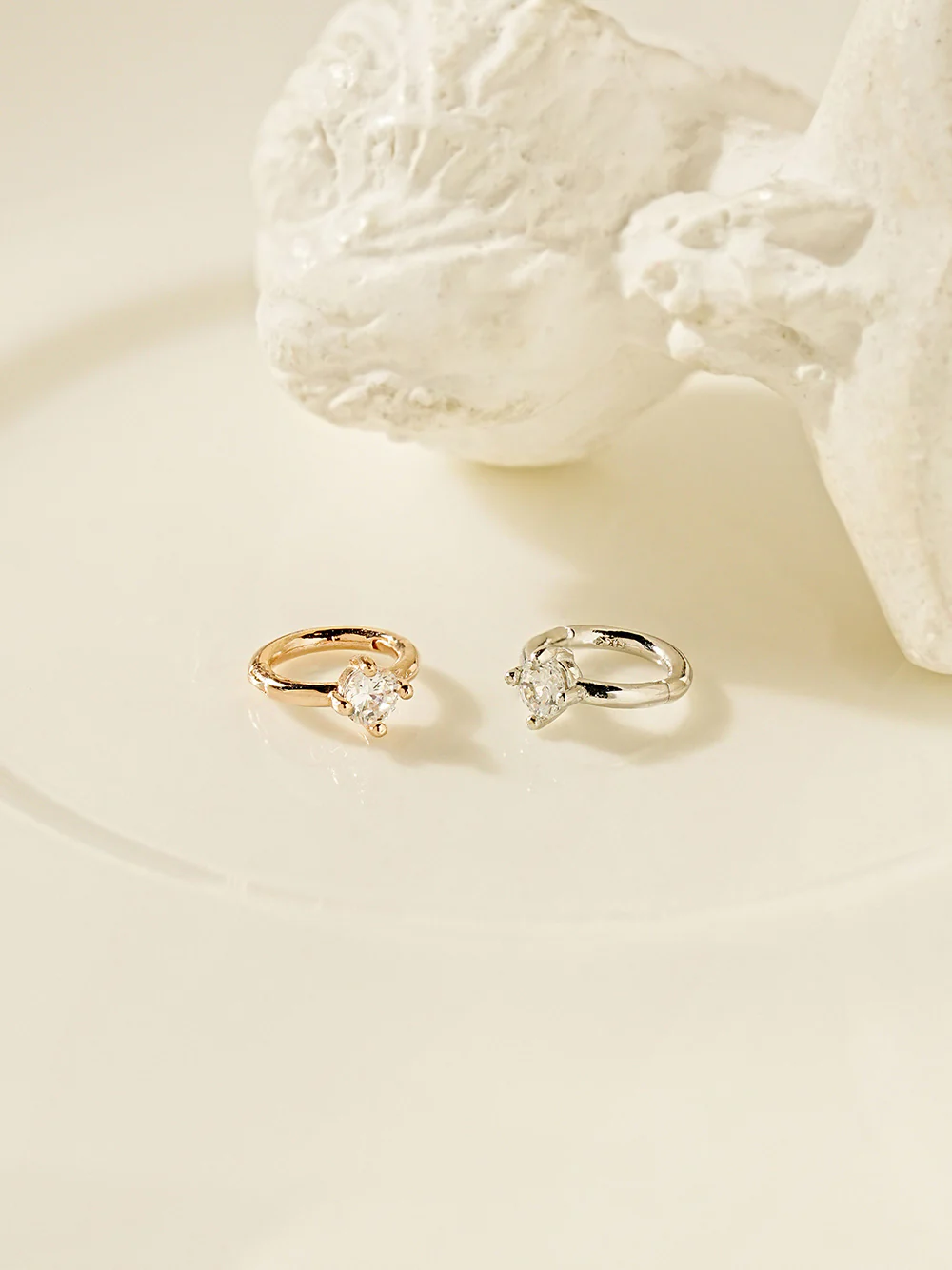 14K Gold Point Cubic Segment Clicker Cartilage Helix Hoop Earring 18G - Image 7
