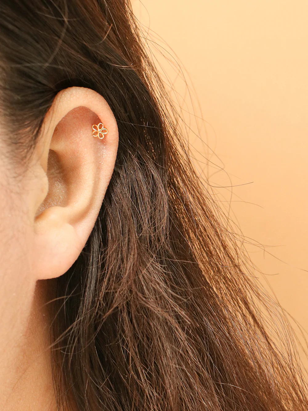 14K Gold Point Five Petals Cartilage Earring 20G18G16G - Image 4