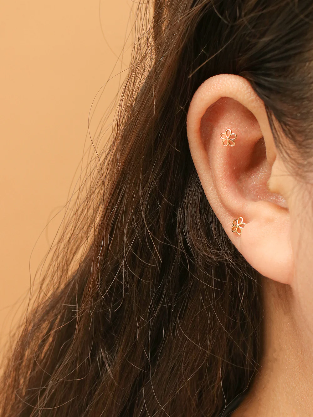 14K Gold Point Five Petals Cartilage Earring 20G18G16G - Image 6