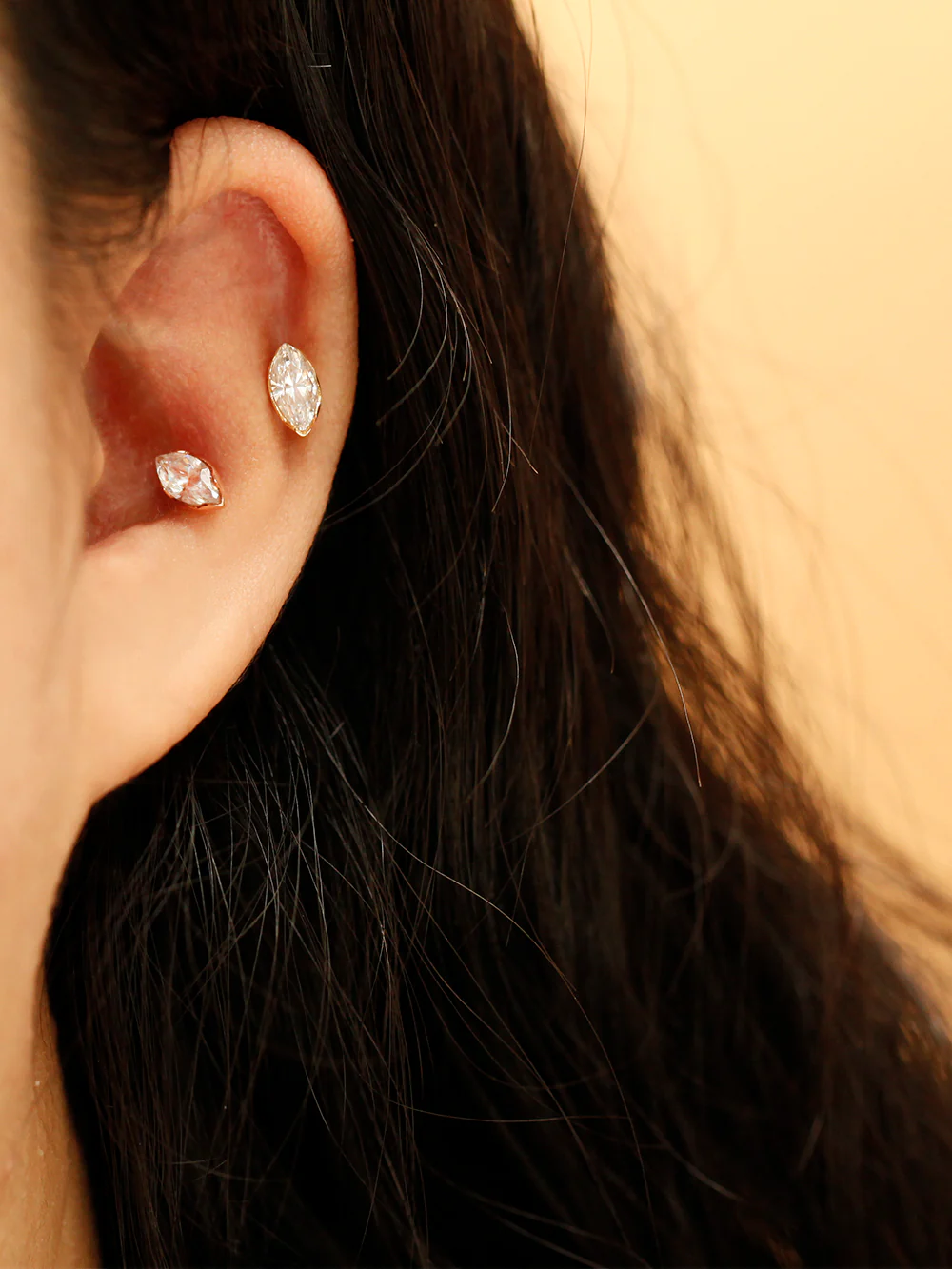 14K Gold Point Marquise Cubic Cartilage Earring 20G18G16G - Image 6
