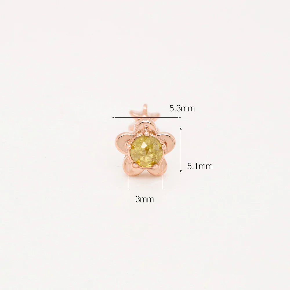 14K Gold Point Rough Diamond Flower Cartilage Earring 18G16G - Image 12