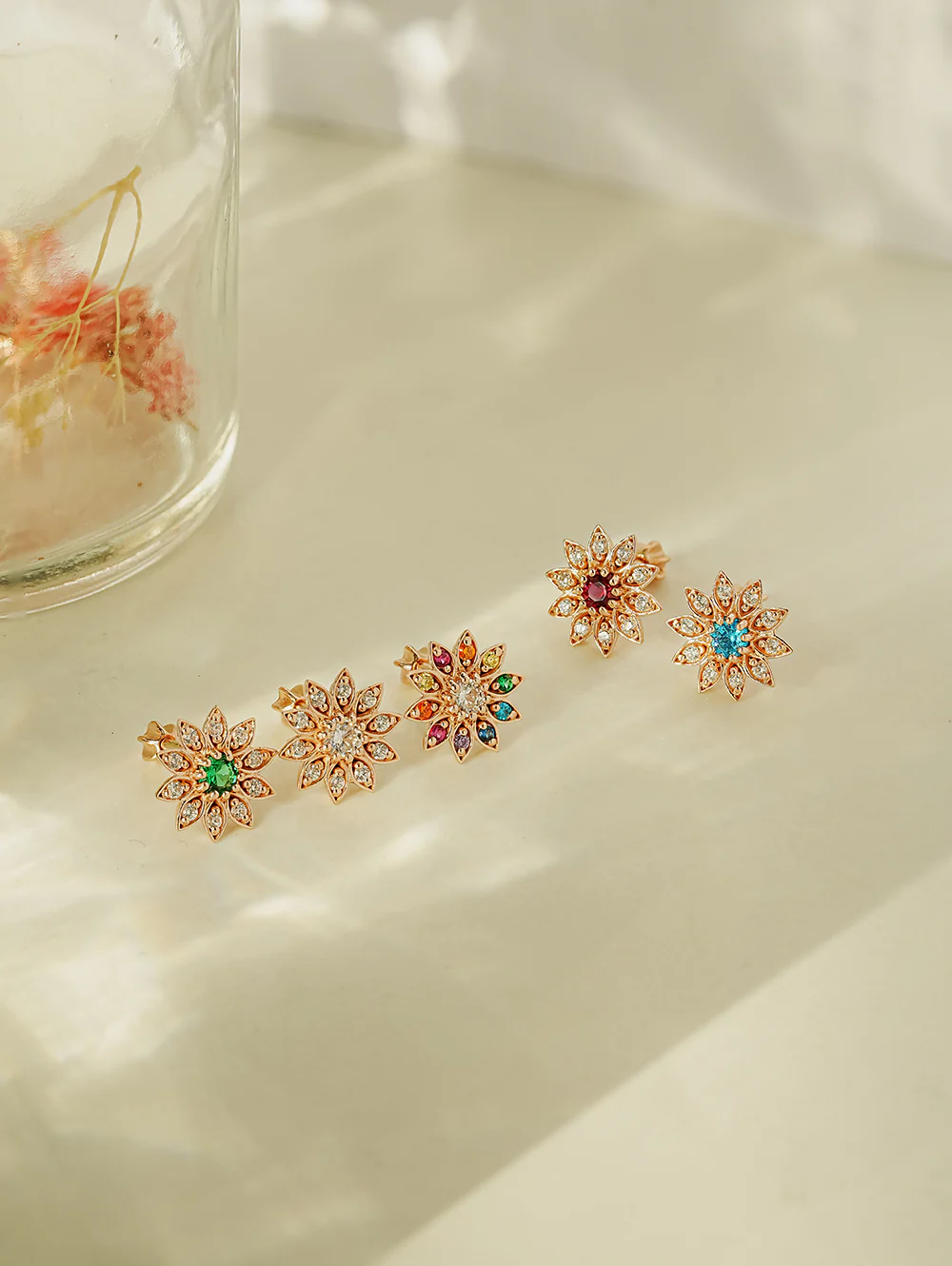 14K Gold Point Sunflower Cartilage Earring 18G16G - Image 11