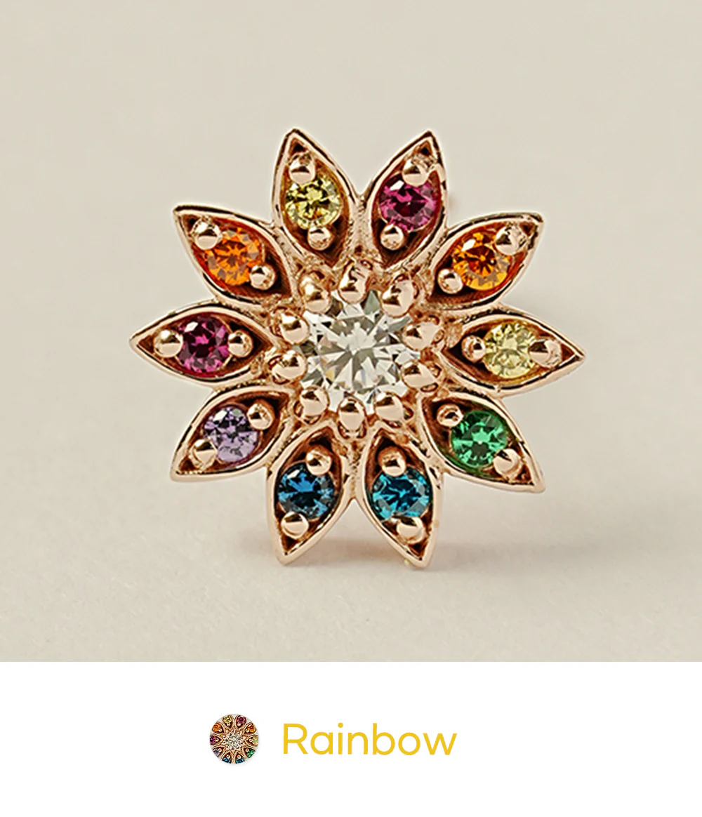 14K Gold Point Sunflower Cartilage Earring 18G16G - Image 17