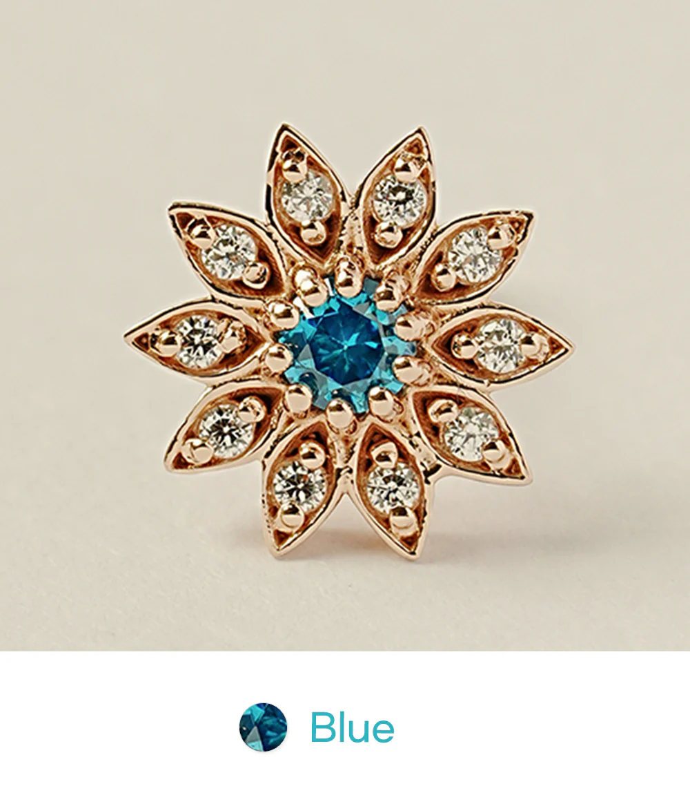 14K Gold Point Sunflower Cartilage Earring 18G16G - Image 20