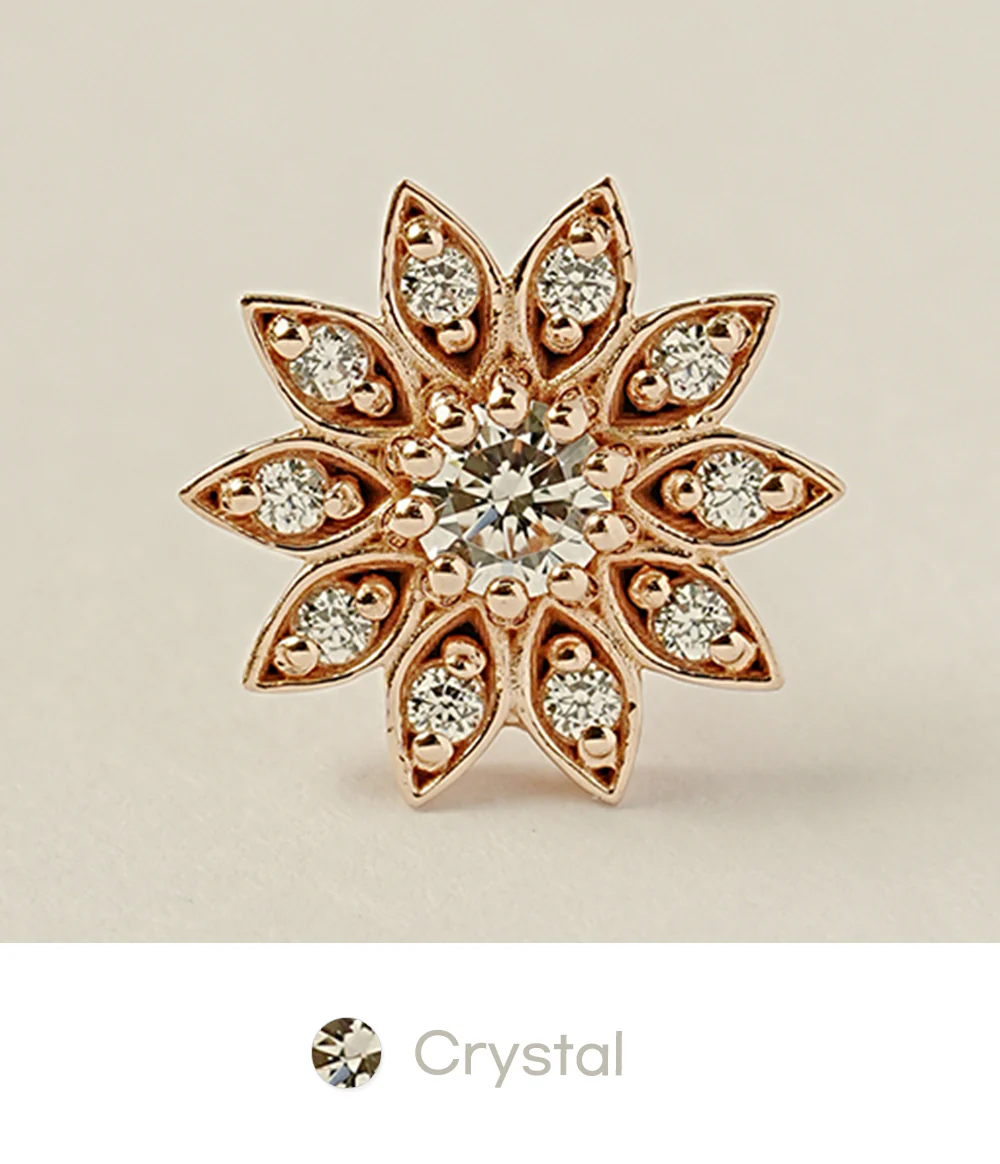 14K Gold Point Sunflower Cartilage Earring 18G16G - Image 21
