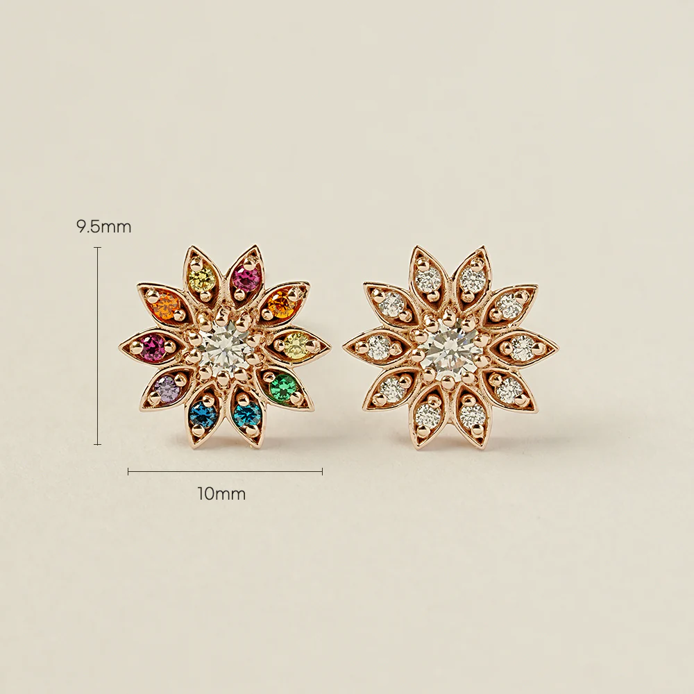 14K Gold Point Sunflower Cartilage Earring 18G16G - Image 22