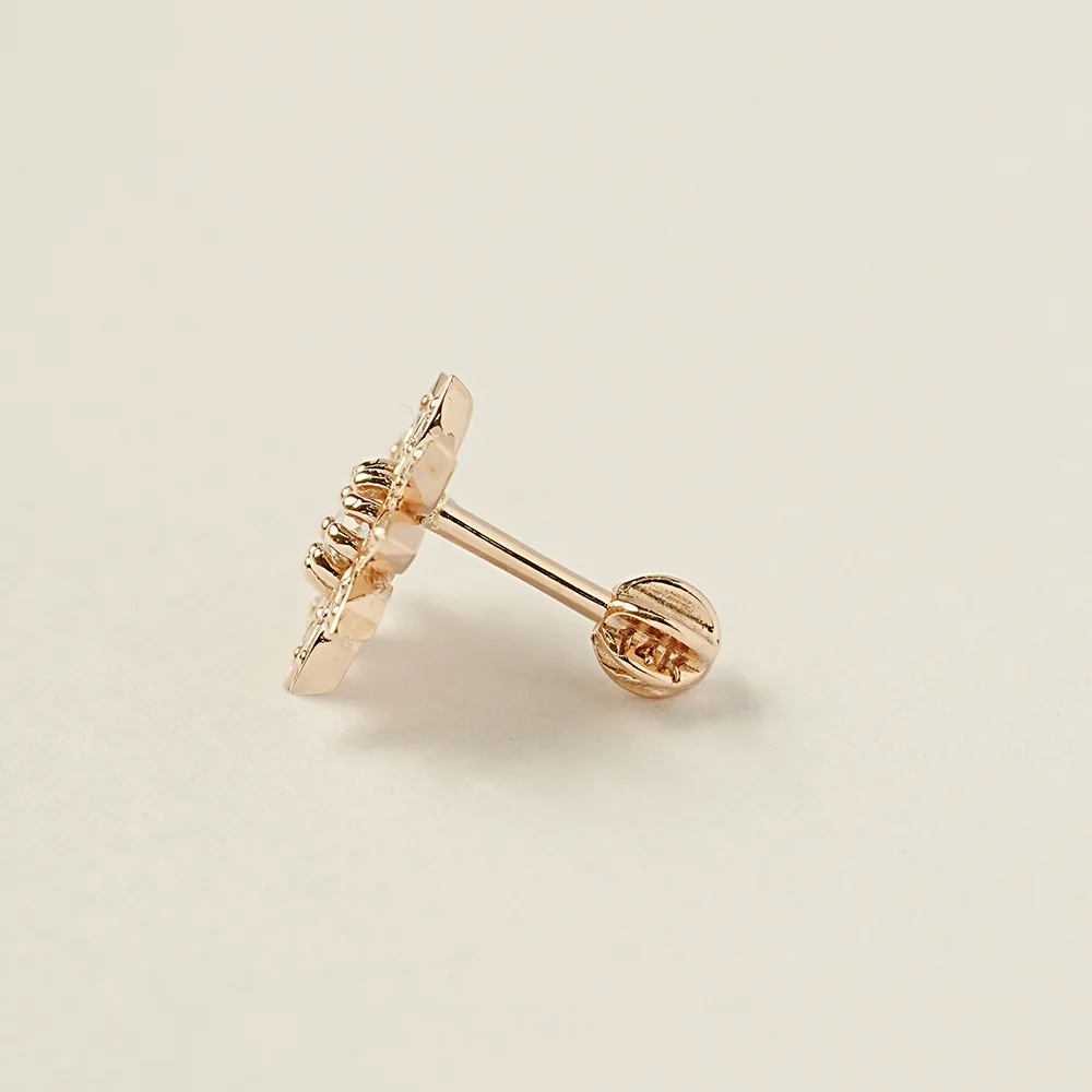 14K Gold Point Sunflower Cartilage Earring 18G16G - Image 23