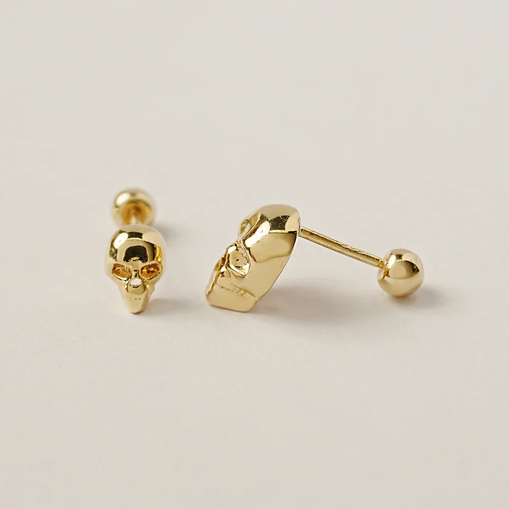14K Gold Pop Skull Cartilage Earring 20G18G16G - Image 15