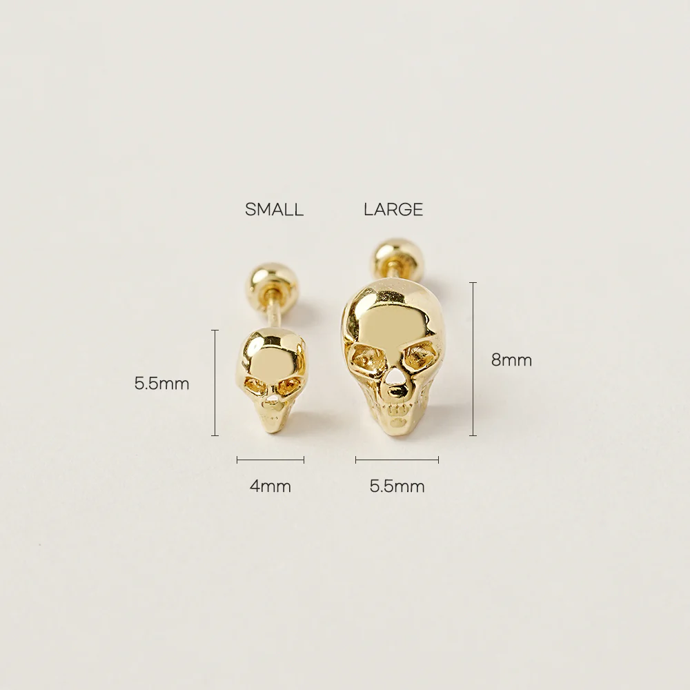 14K Gold Pop Skull Cartilage Earring 20G18G16G - Image 17