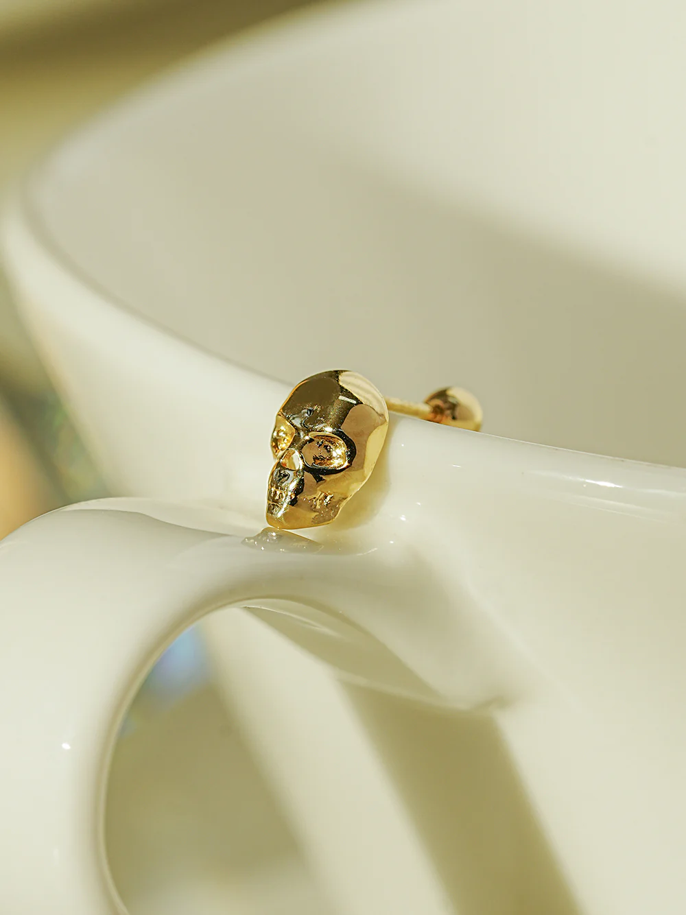 14K Gold Pop Skull Cartilage Earring 20G18G16G - Image 3