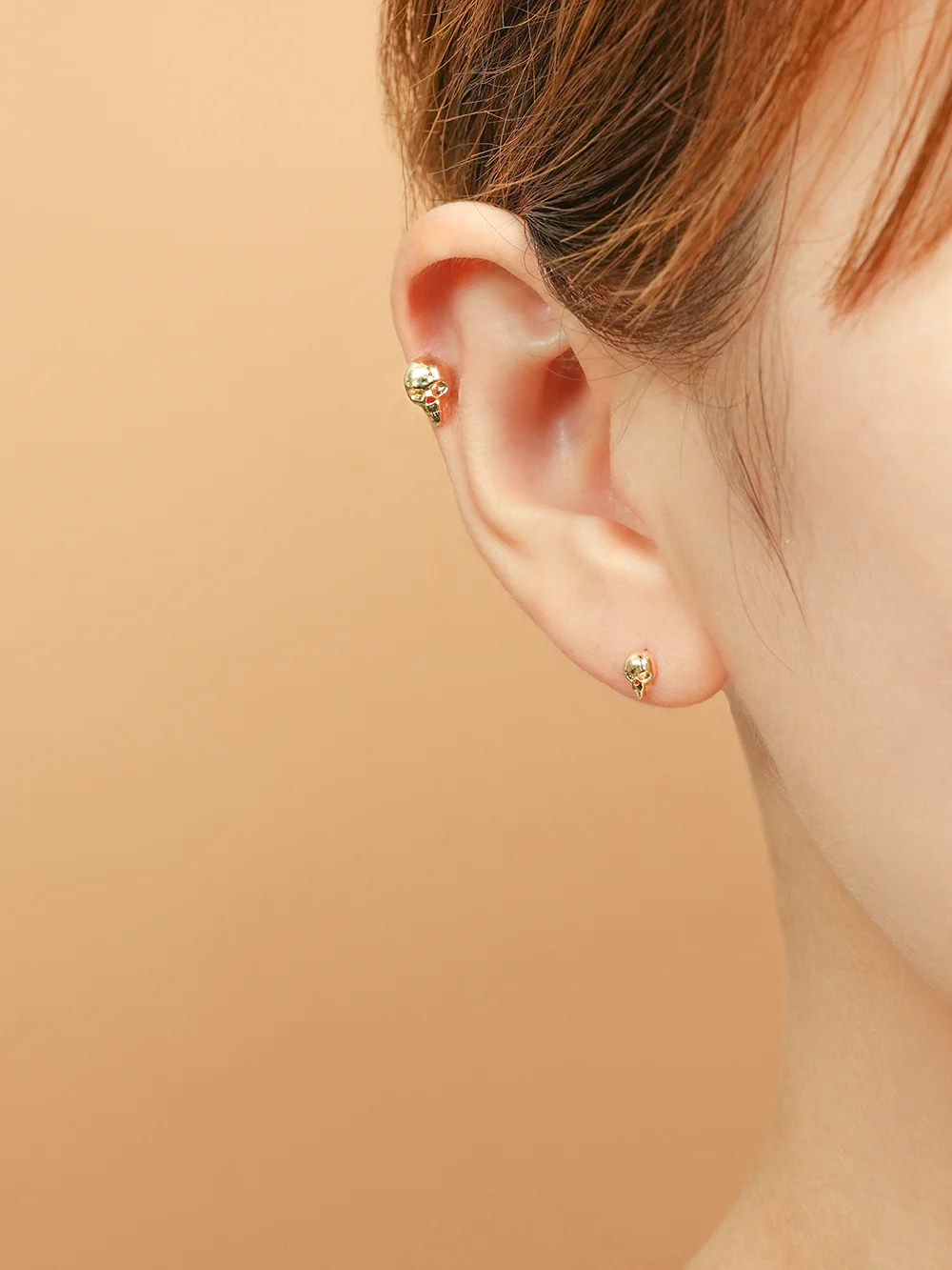 14K Gold Pop Skull Cartilage Earring 20G18G16G - Image 4