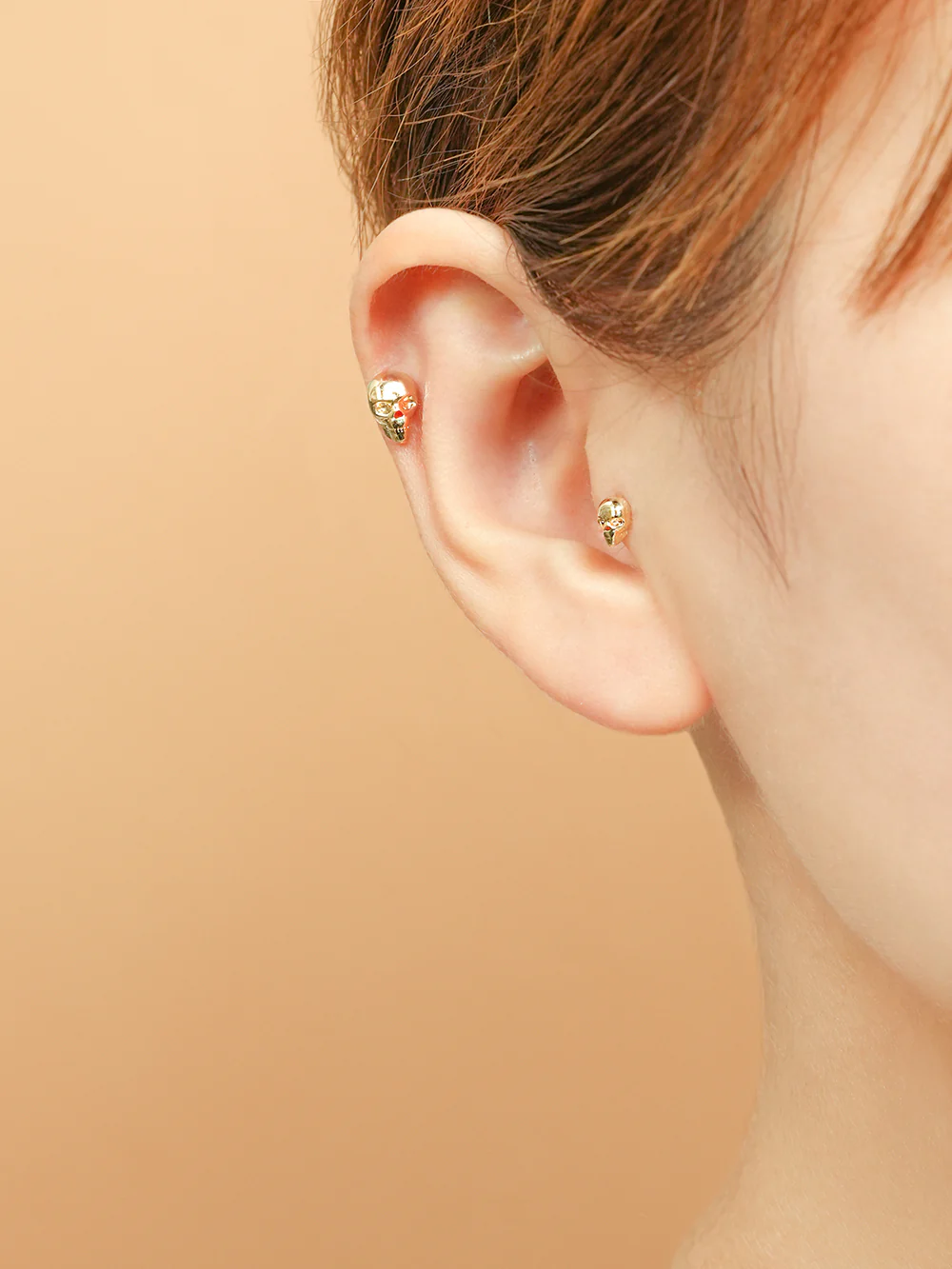 14K Gold Pop Skull Cartilage Earring 20G18G16G - Image 6