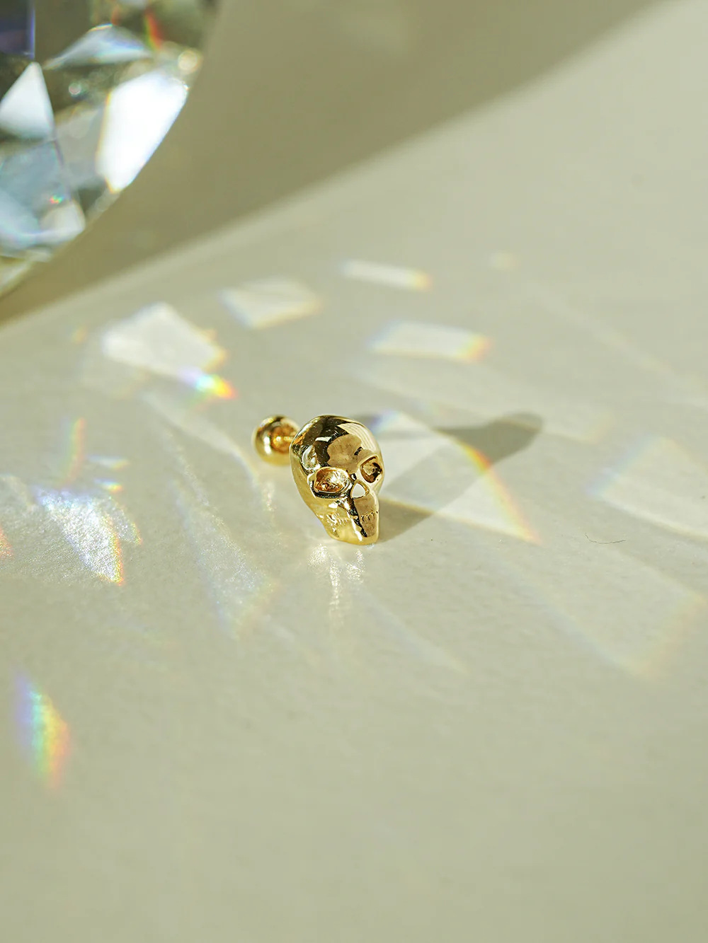 14K Gold Pop Skull Cartilage Earring 20G18G16G - Image 9