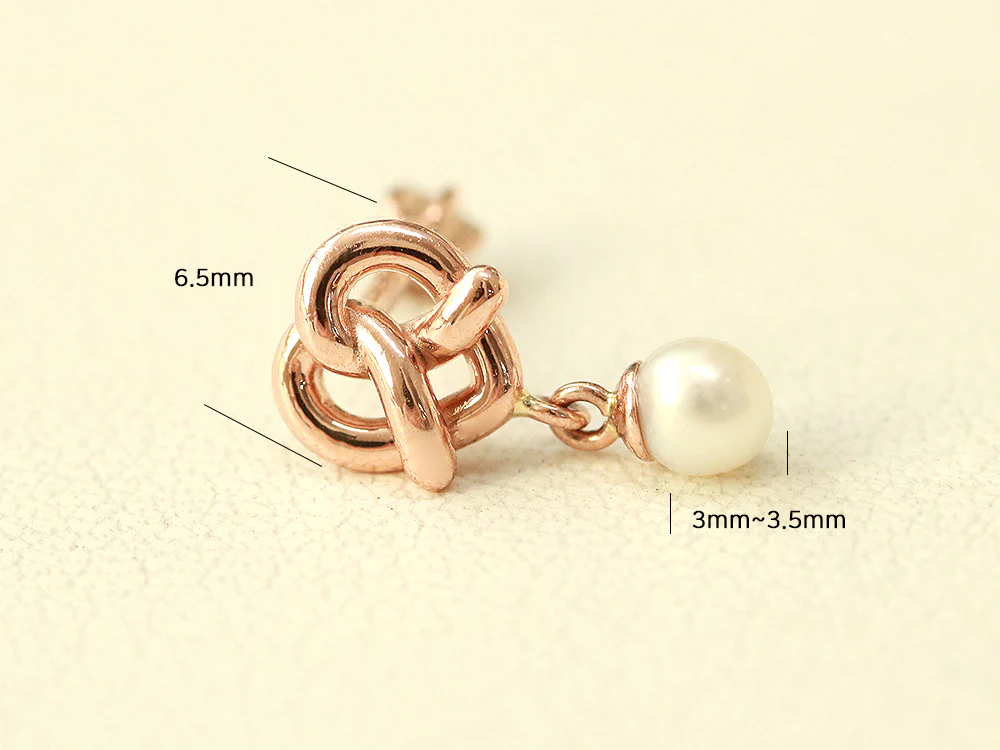 14K Gold Pretzel Heart Drop Pearl Cartilage Earring 18G16G - Image 9