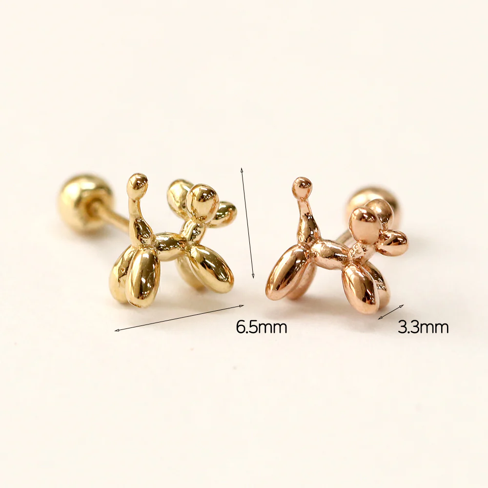14K Gold Puppy Cartilage Earring 20G18G16G - Image 13