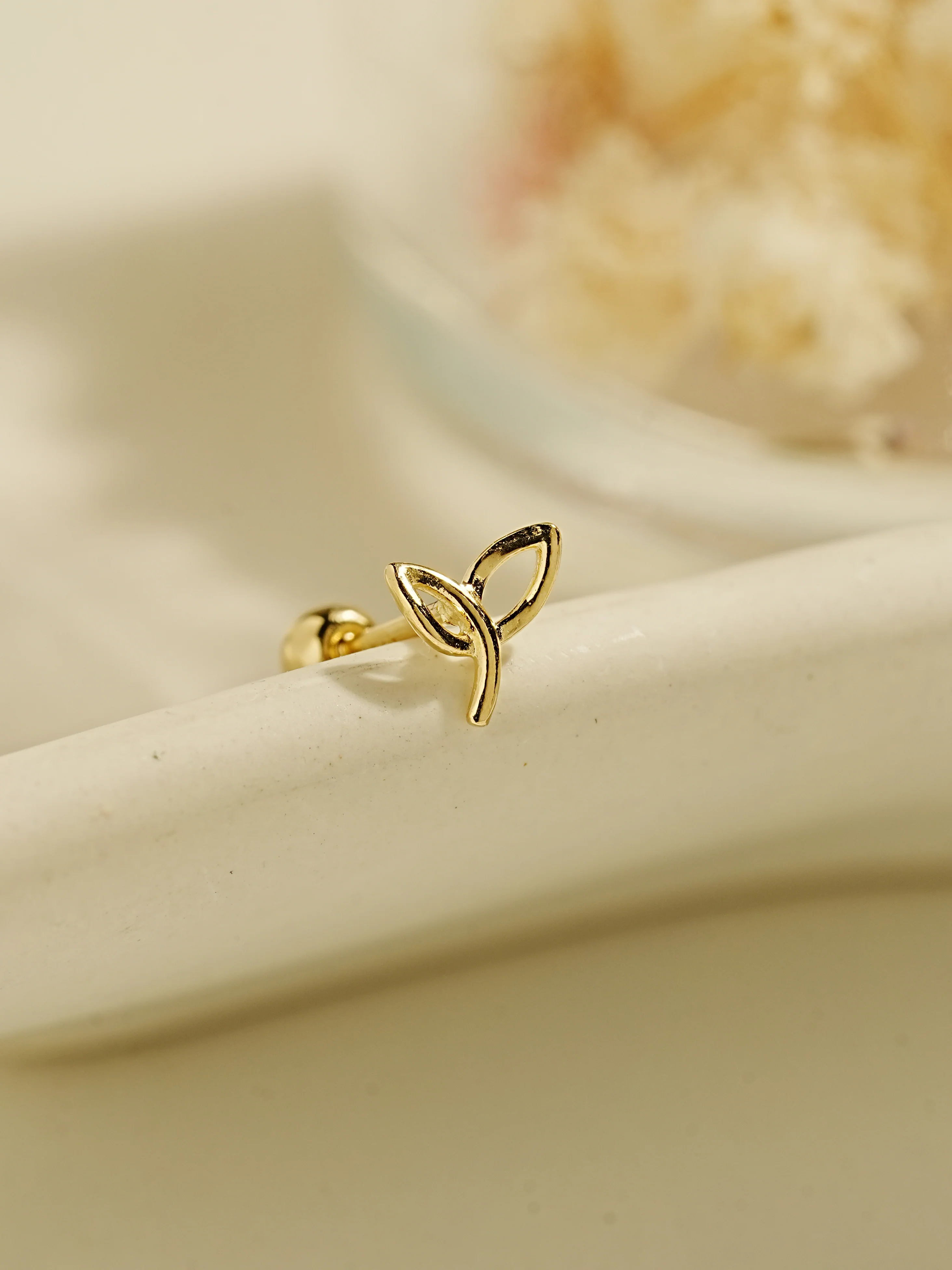 14K Gold Pure Line Cartilage Earring 20G - Image 3