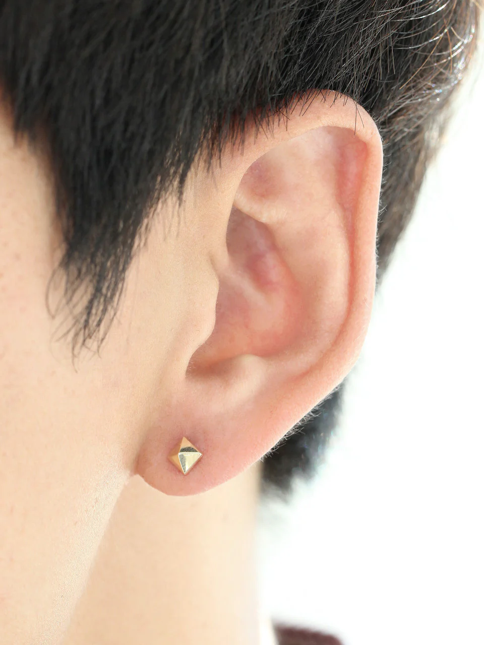 14K Gold Pyramid Cartilage Earring 18g16g - Image 8