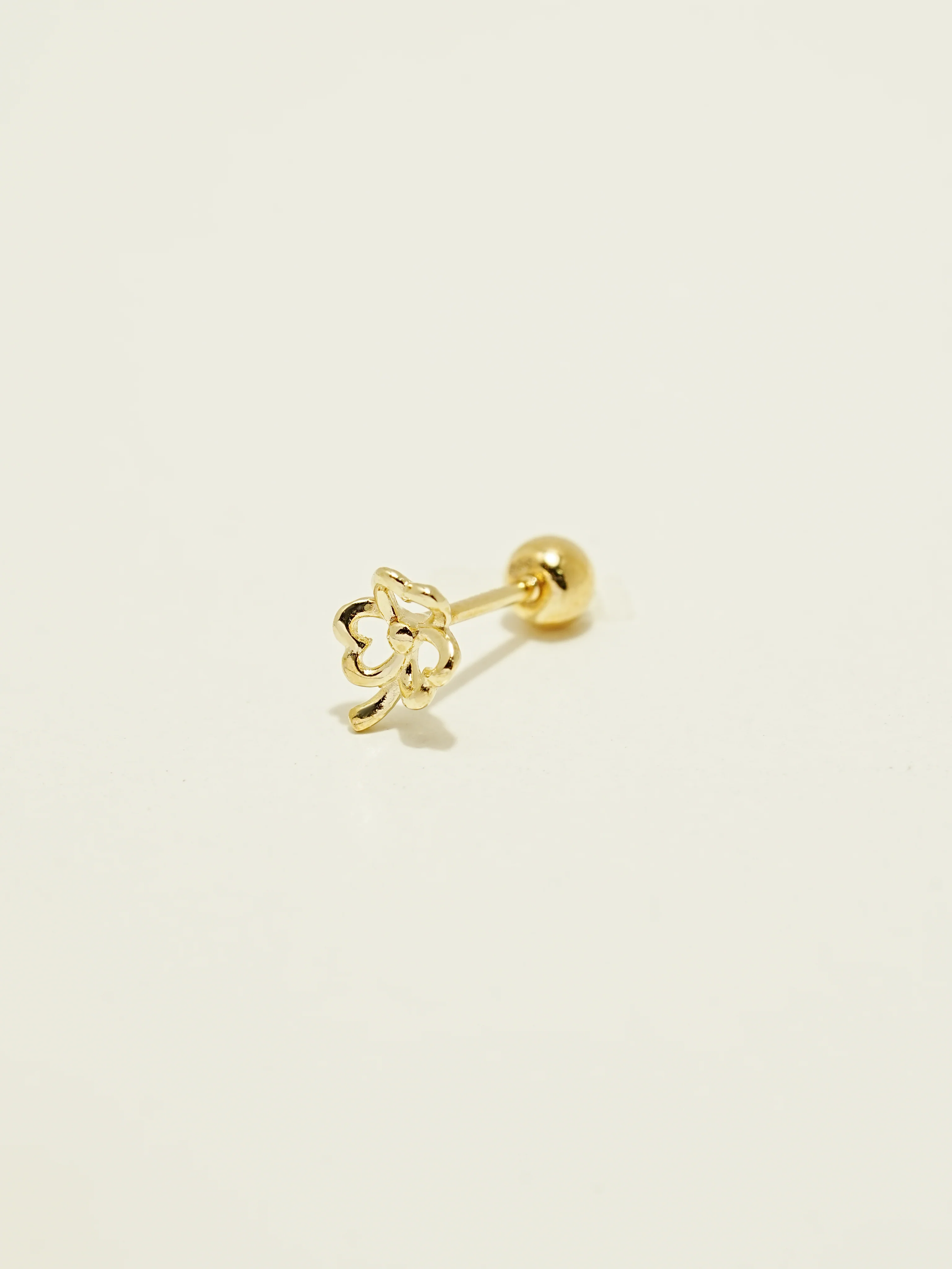 14K Gold Quad Clover Cartilage Earring 20G - Image 7