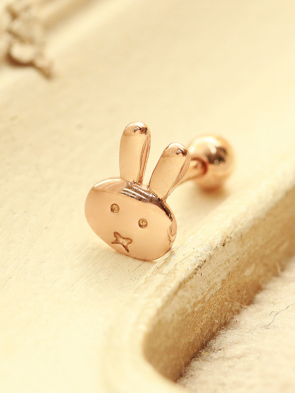 14K Gold Rabbit & Bear Cartilage Earring 18G16G - Image 12