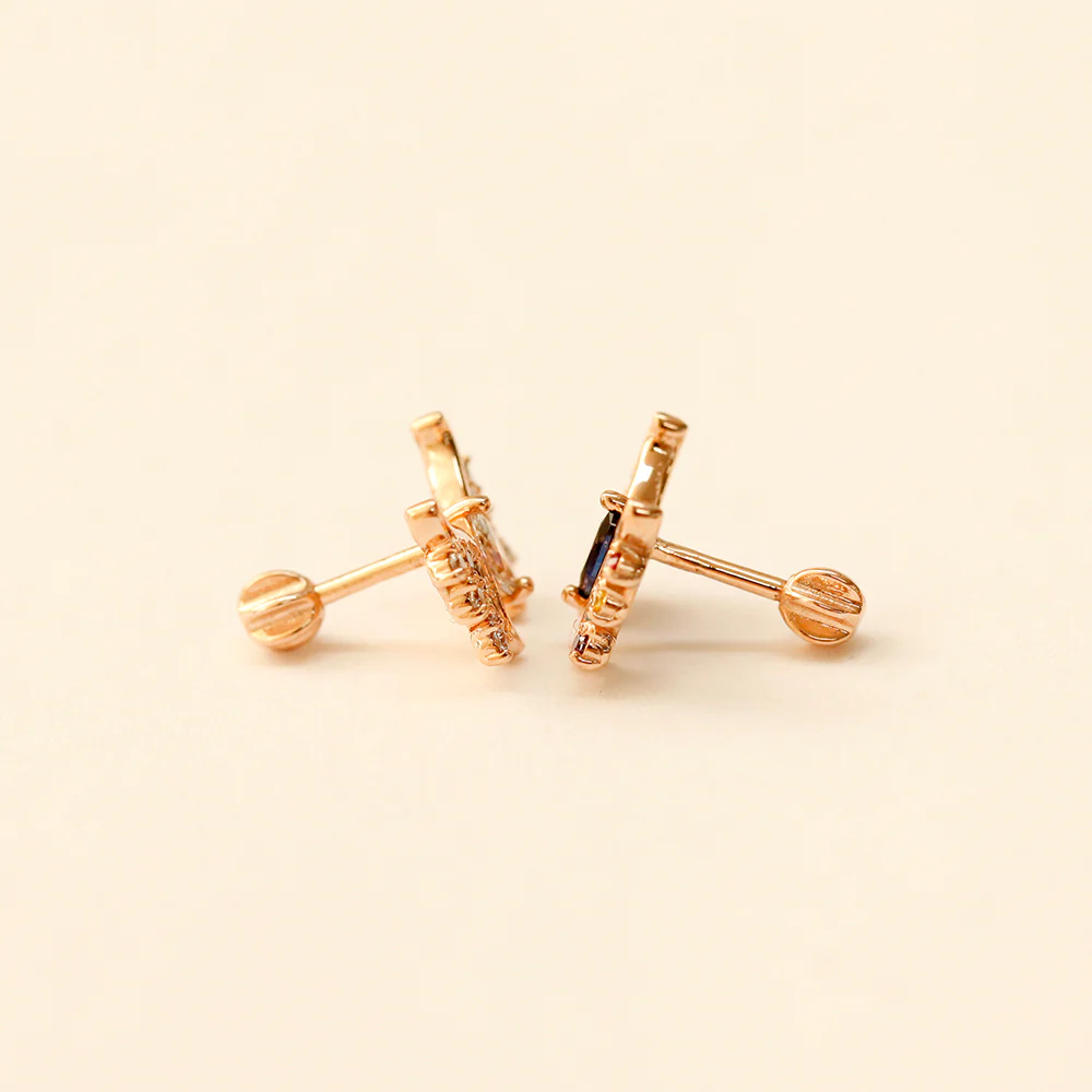 14K Gold Rainbow Butterfly Cartilage Earring 18G16G - Image 11