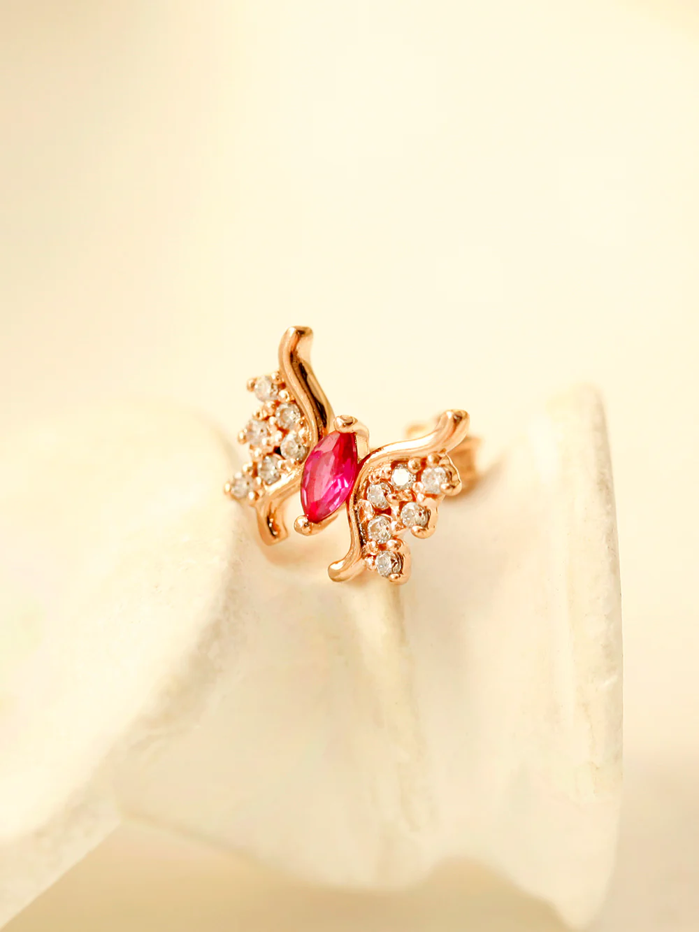 14K Gold Rainbow Butterfly Cartilage Earring 18G16G - Image 7