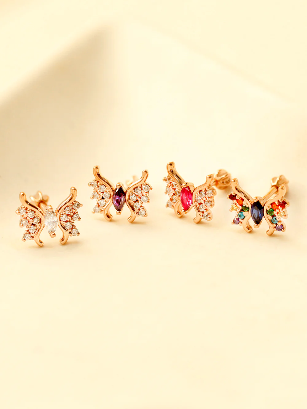 14K Gold Rainbow Butterfly Cartilage Earring 18G16G - Image 9