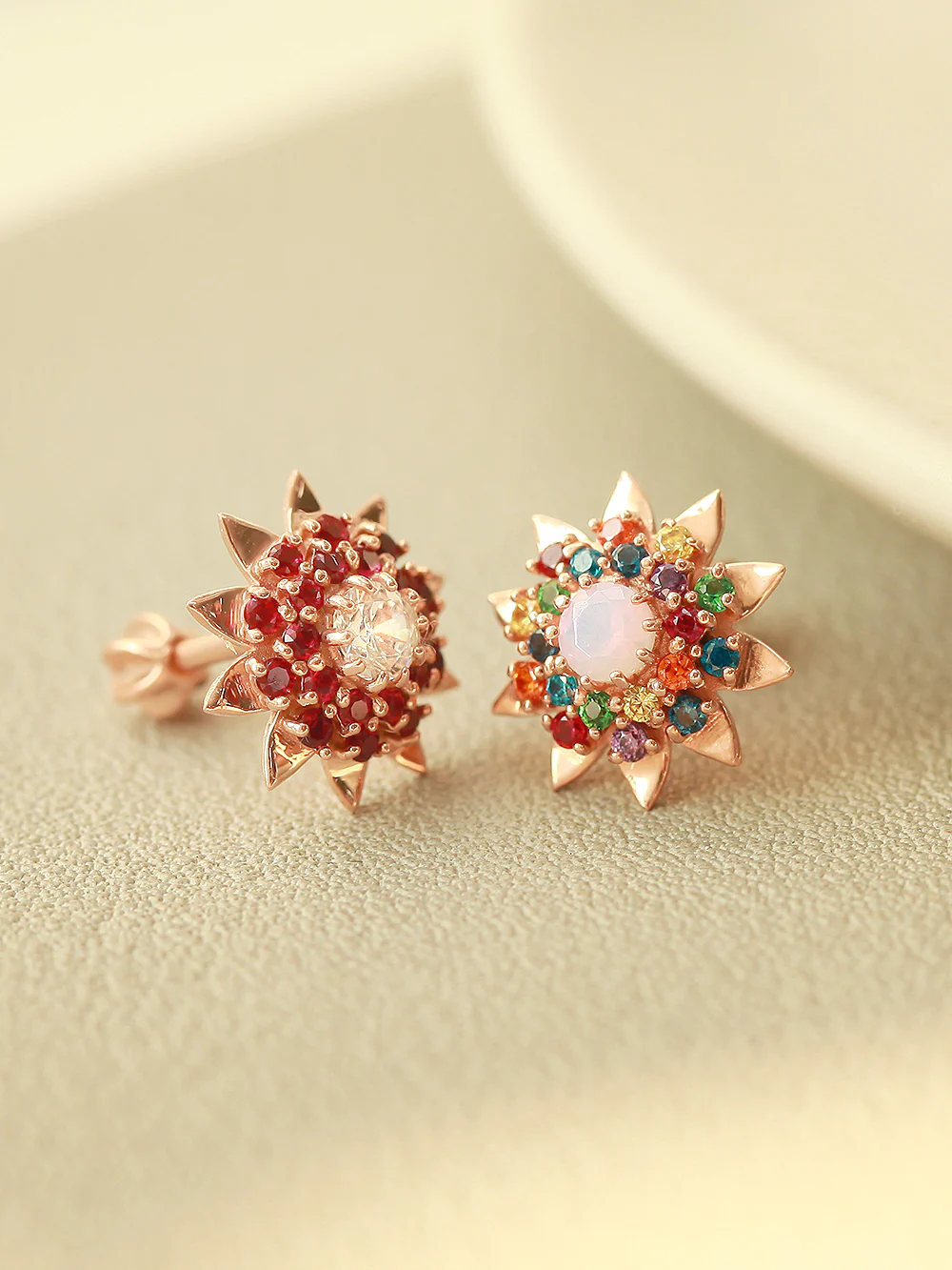 14K Gold Rainbow Sunflower Cartilage Earring 18G16G - Image 7