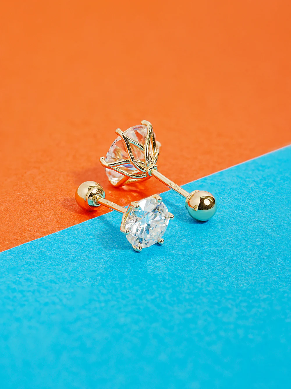 14K Gold Rhodanthe Moissanite Cartilage Earring 20G - Image 11