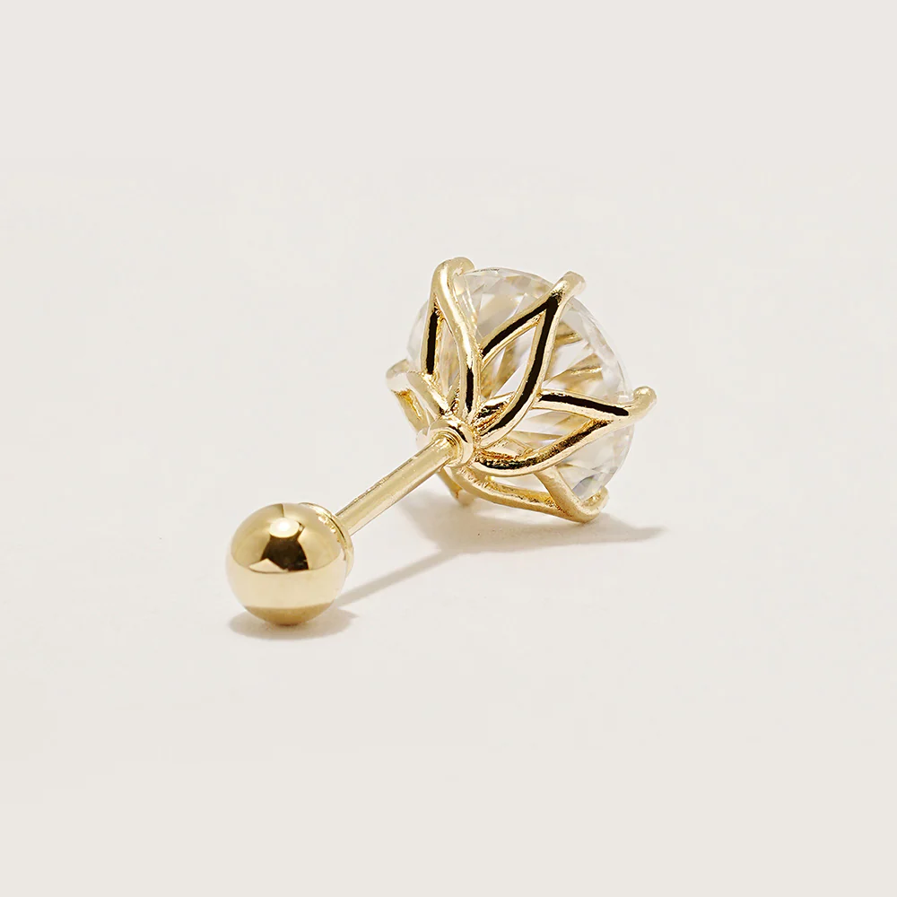 14K Gold Rhodanthe Moissanite Cartilage Earring 20G - Image 14