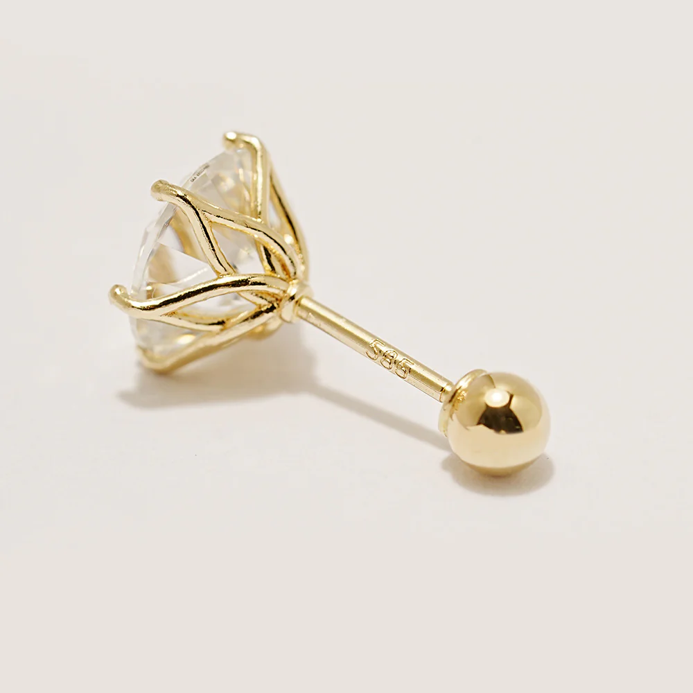 14K Gold Rhodanthe Moissanite Cartilage Earring 20G - Image 15