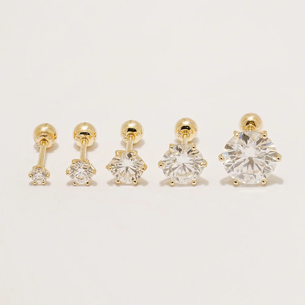 14K Gold Rhodanthe Moissanite Cartilage Earring 20G - Image 16
