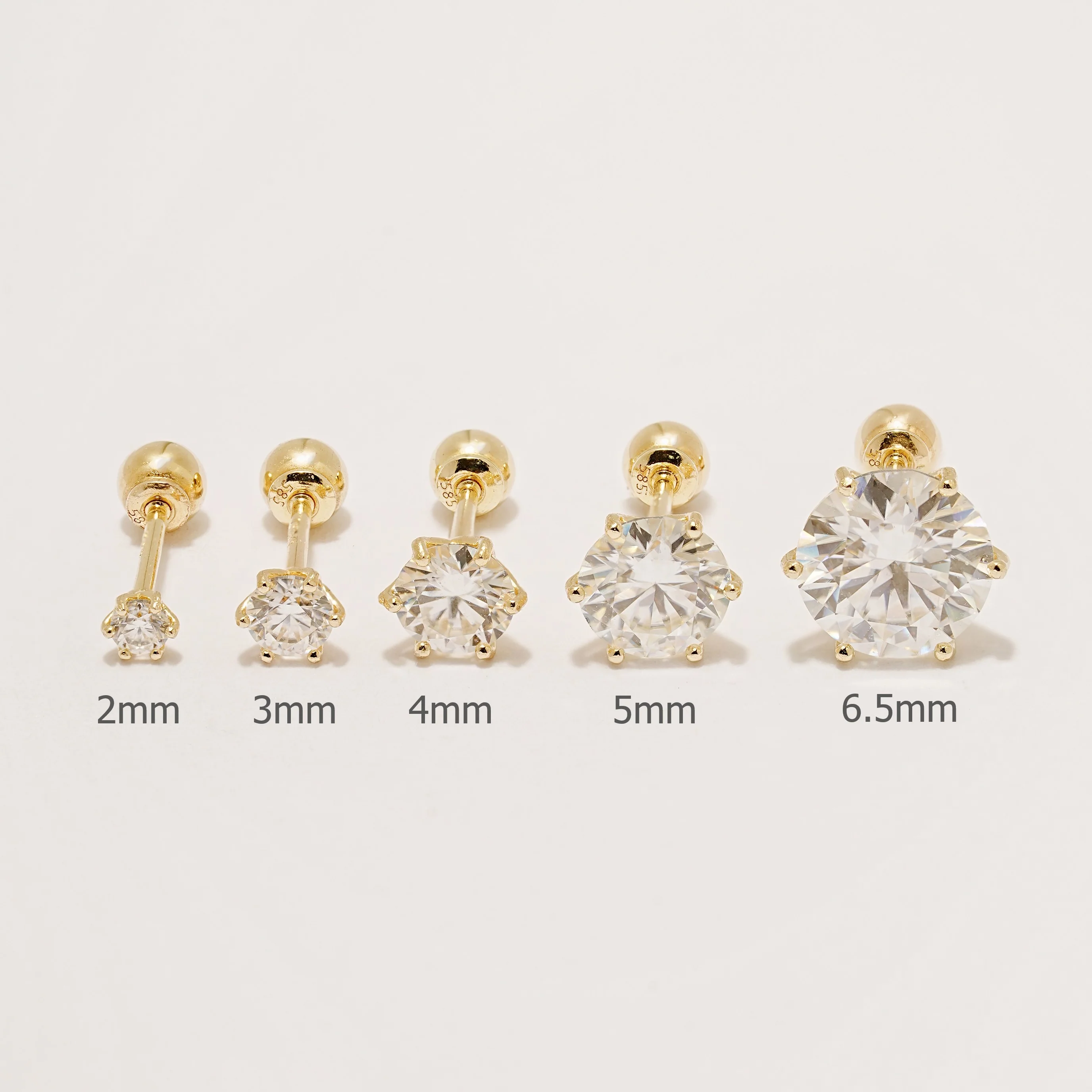 14K Gold Rhodanthe Moissanite Cartilage Earring 20G - Image 17