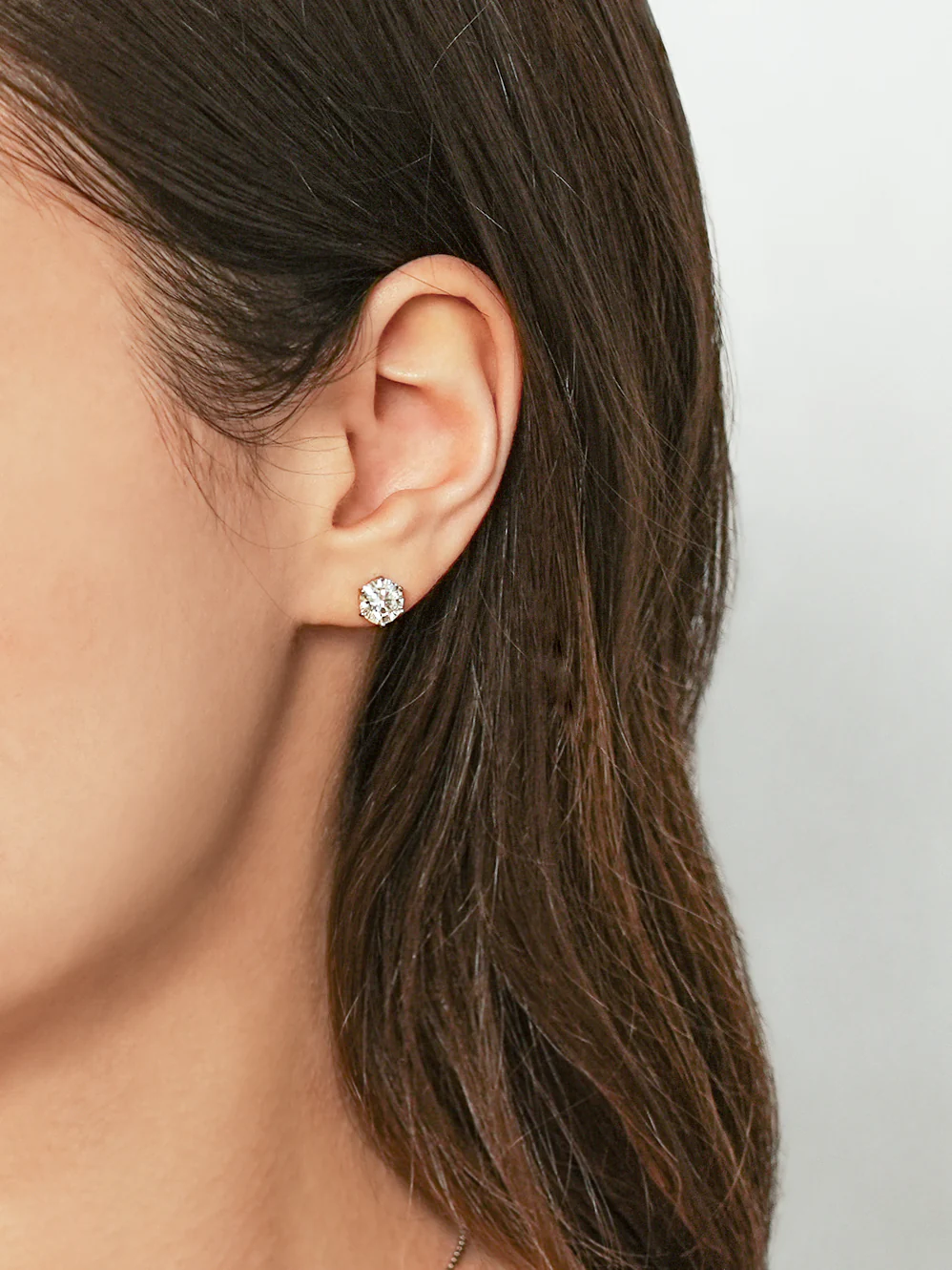 14K Gold Rhodanthe Moissanite Cartilage Earring 20G - Image 3