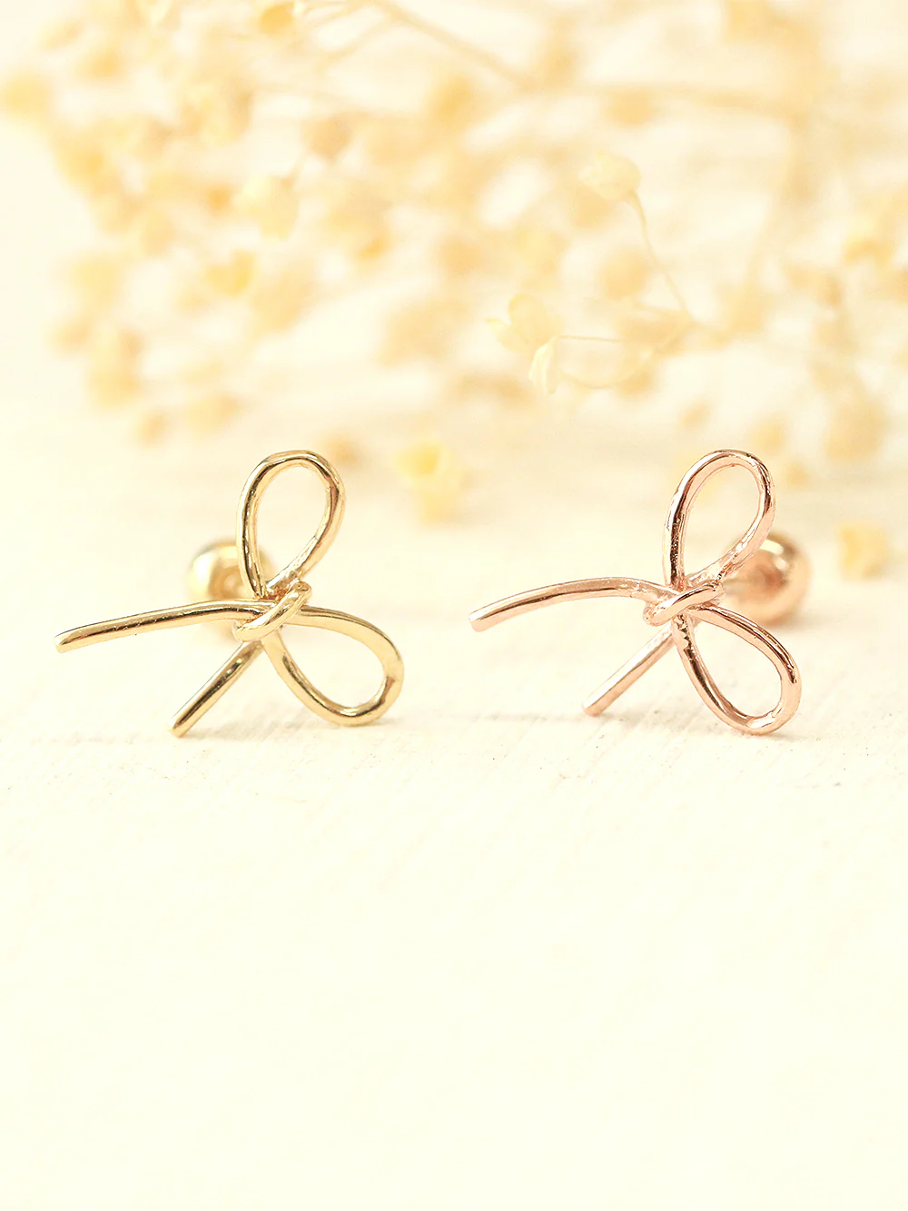 14K Gold Ribbon Cartilage Earring 20G18G - Image 4