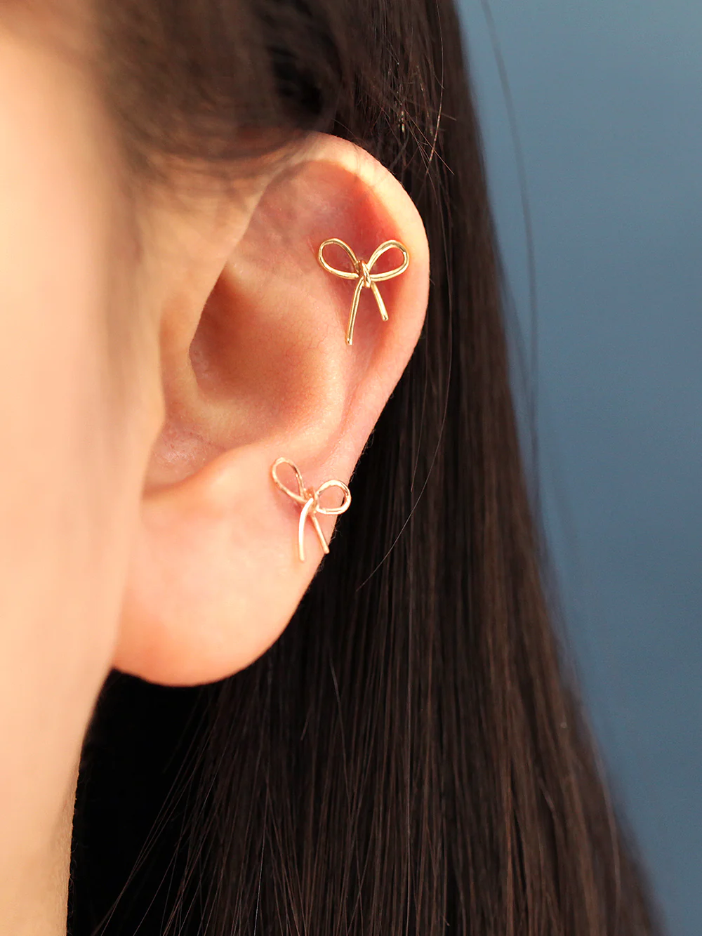 14K Gold Ribbon Cartilage Earring 20G18G - Image 7