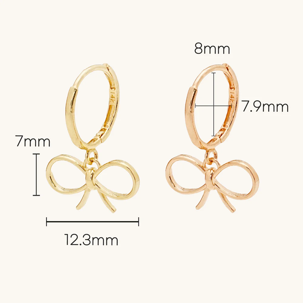 14K Gold Ribbon Line Hoop Earring - Image 9