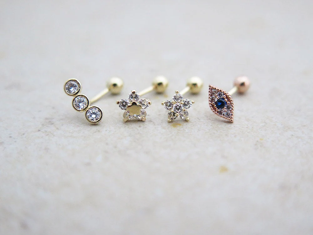 14K Gold Rook Earring 20G - Image 4