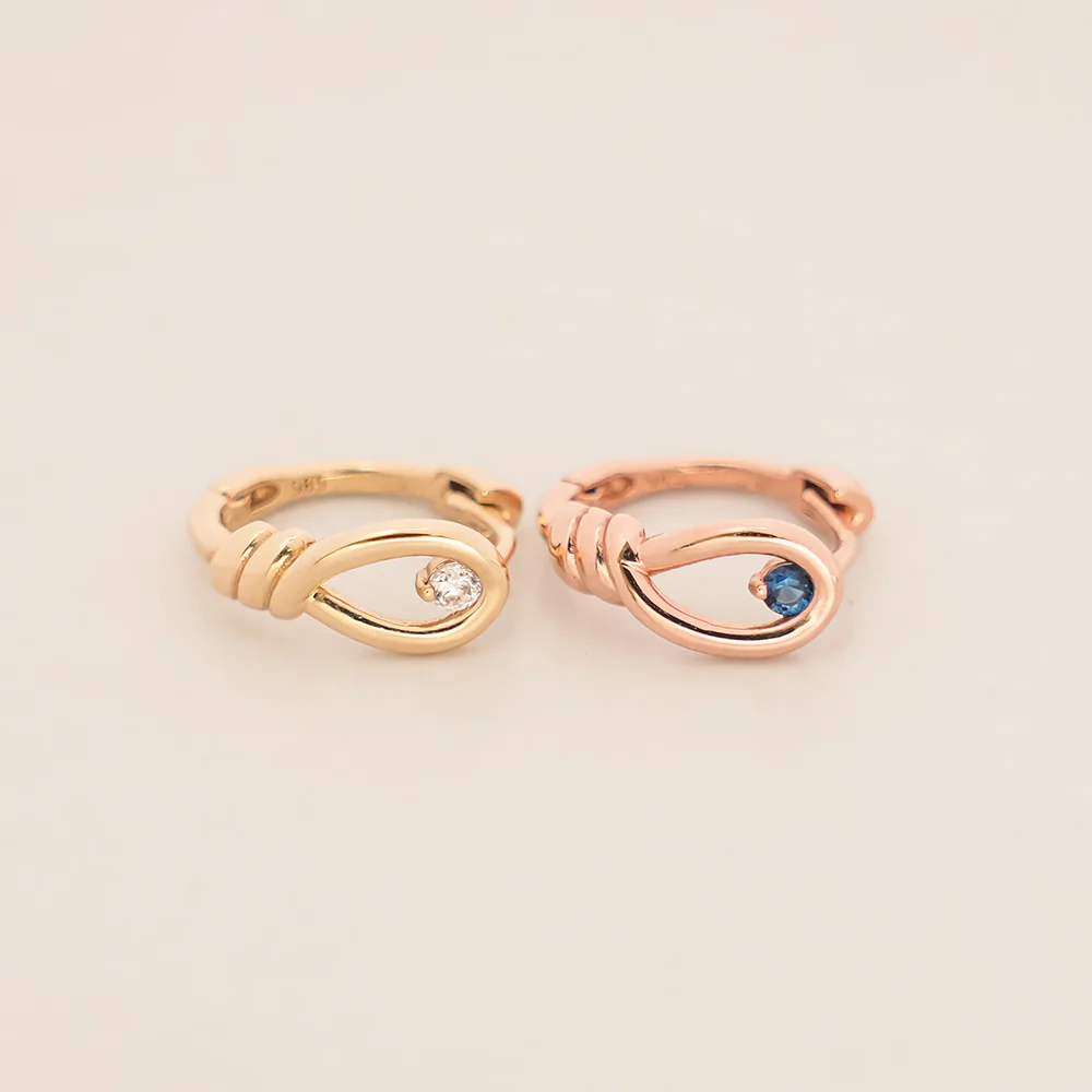14K Gold Rope Cubic Cartilage Hoop Earring - Image 12