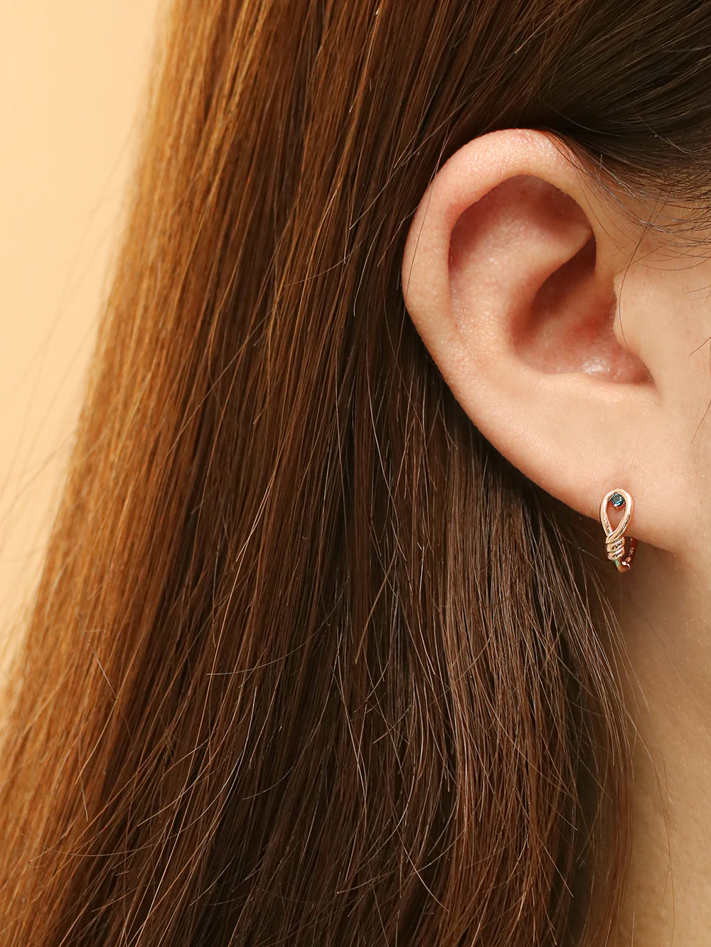 14K Gold Rope Cubic Cartilage Hoop Earring - Image 4